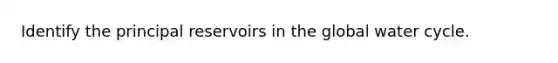 Identify the principal reservoirs in the global water cycle.