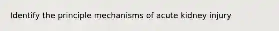 Identify the principle mechanisms of acute kidney injury