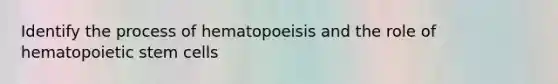 Identify the process of hematopoeisis and the role of hematopoietic stem cells