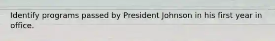 Identify programs passed by President Johnson in his first year in office.