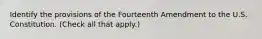 Identify the provisions of the Fourteenth Amendment to the U.S. Constitution. (Check all that apply.)