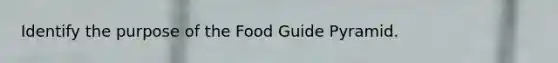 Identify the purpose of the Food Guide Pyramid.