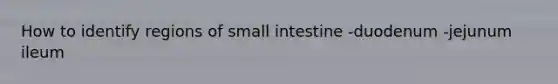 How to identify regions of small intestine -duodenum -jejunum ileum