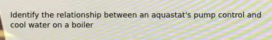 Identify the relationship between an aquastat's pump control and cool water on a boiler