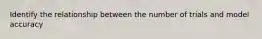 Identify the relationship between the number of trials and model accuracy