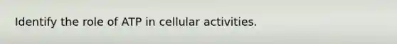 Identify the role of ATP in cellular activities.