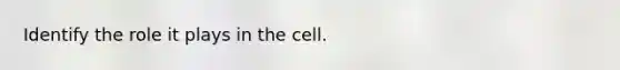 Identify the role it plays in the cell.