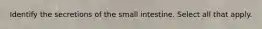 Identify the secretions of the small intestine. Select all that apply.