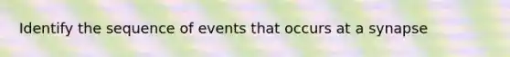 Identify the sequence of events that occurs at a synapse