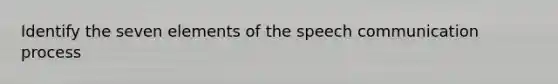 Identify the seven elements of the speech communication process