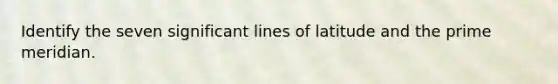 Identify the seven significant lines of latitude and the prime meridian.