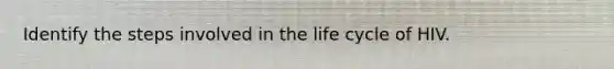 Identify the steps involved in the life cycle of HIV.