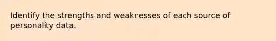 Identify the strengths and weaknesses of each source of personality data.