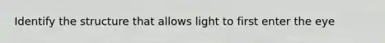 Identify the structure that allows light to first enter the eye