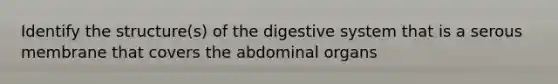 Identify the structure(s) of the digestive system that is a serous membrane that covers the abdominal organs