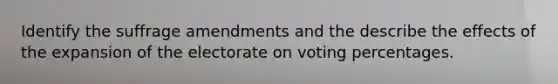 Identify the suffrage amendments and the describe the effects of the expansion of the electorate on voting percentages.