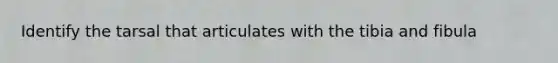Identify the tarsal that articulates with the tibia and fibula