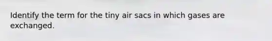 Identify the term for the tiny air sacs in which gases are exchanged.