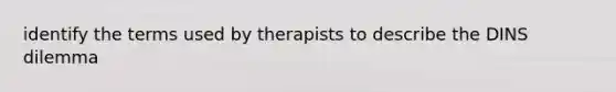 identify the terms used by therapists to describe the DINS dilemma