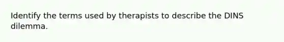 Identify the terms used by therapists to describe the DINS dilemma.