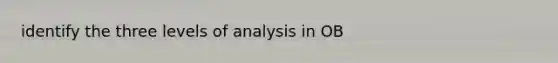 identify the three levels of analysis in OB