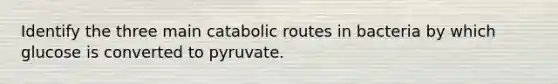 Identify the three main catabolic routes in bacteria by which glucose is converted to pyruvate.