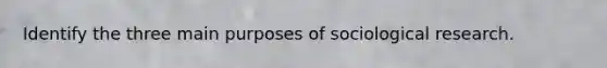 Identify the three main purposes of sociological research.