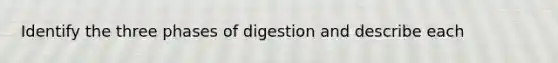 Identify the three phases of digestion and describe each