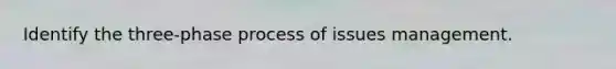 Identify the three-phase process of issues management.