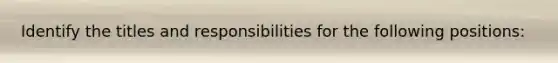 Identify the titles and responsibilities for the following positions: