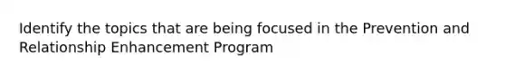 Identify the topics that are being focused in the Prevention and Relationship Enhancement Program