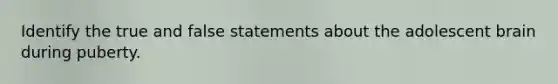 Identify the true and false statements about the adolescent brain during puberty.