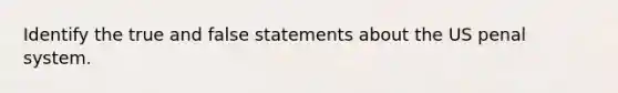 Identify the true and false statements about the US penal system.