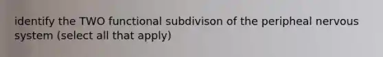 identify the TWO functional subdivison of the peripheal nervous system (select all that apply)