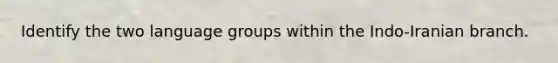 Identify the two language groups within the Indo-Iranian branch.