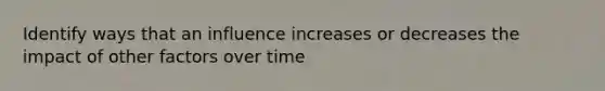 Identify ways that an influence increases or decreases the impact of other factors over time