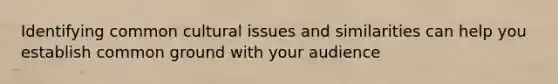 Identifying common cultural issues and similarities can help you establish common ground with your audience