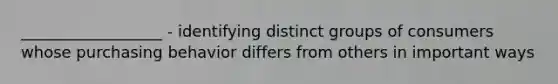 __________________ - identifying distinct groups of consumers whose purchasing behavior differs from others in important ways