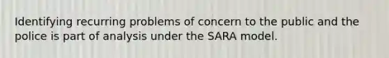 Identifying recurring problems of concern to the public and the police is part of analysis under the SARA model.