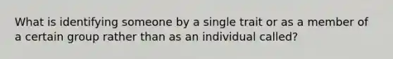 What is identifying someone by a single trait or as a member of a certain group rather than as an individual called?