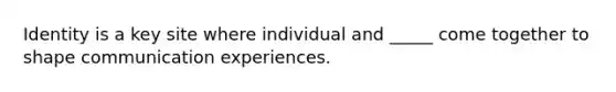 Identity is a key site where individual and _____ come together to shape communication experiences.