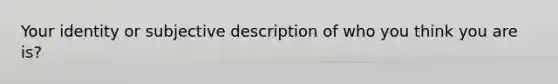 Your identity or subjective description of who you think you are is?