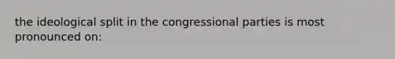 the ideological split in the congressional parties is most pronounced on: