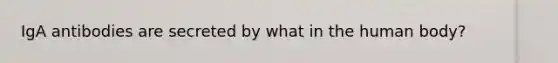 IgA antibodies are secreted by what in the human body?
