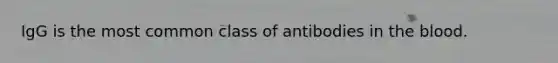 IgG is the most common class of antibodies in <a href='https://www.questionai.com/knowledge/k7oXMfj7lk-the-blood' class='anchor-knowledge'>the blood</a>.