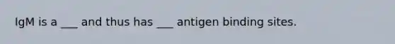 IgM is a ___ and thus has ___ antigen binding sites.