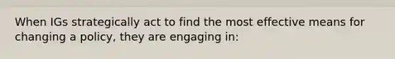 When IGs strategically act to find the most effective means for changing a policy, they are engaging in: