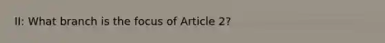 II: What branch is the focus of Article 2?