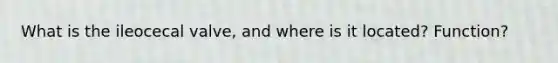 What is the ileocecal valve, and where is it located? Function?