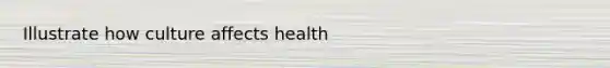 Illustrate how culture affects health